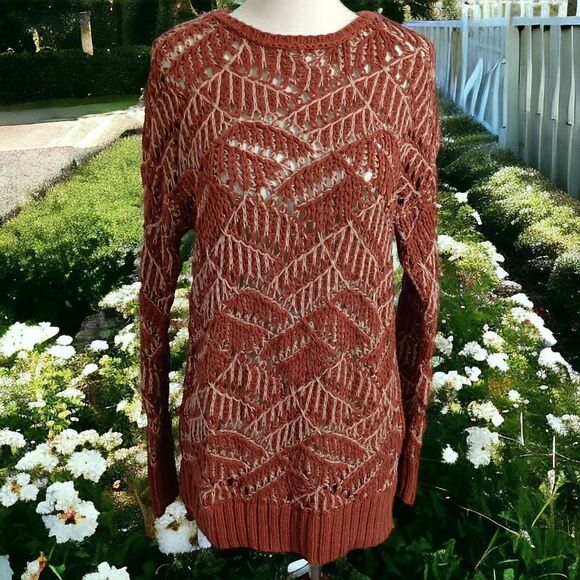 Universal Thread Open Knit Sweater NEW S Clay Pullover Crochet Asymmetric Rustic - Picture 1 of 16